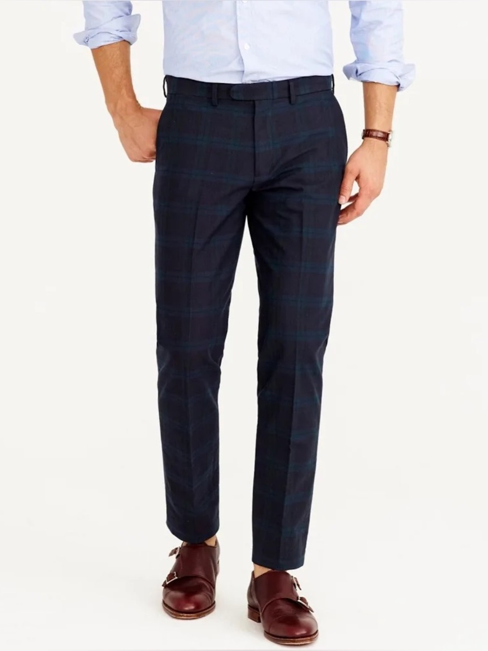 J. Crew Bowery Blackwatch Plaid Dress Pants Men’s Flat Front Trousers Size 33/32
